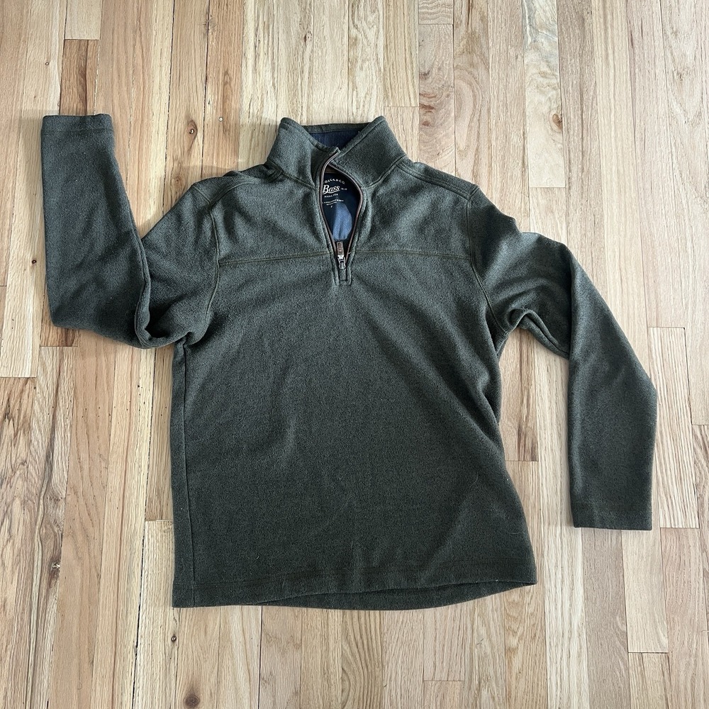G. H. Bass & Co. Army Green 1/4 Zip Collared‎ Sweater Men's Medium Knit dadcore